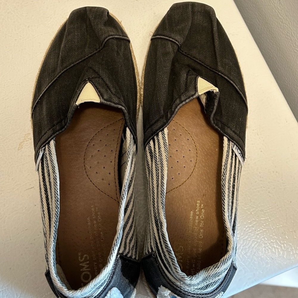 TOMS Gray Canvas Slip-On Shoes